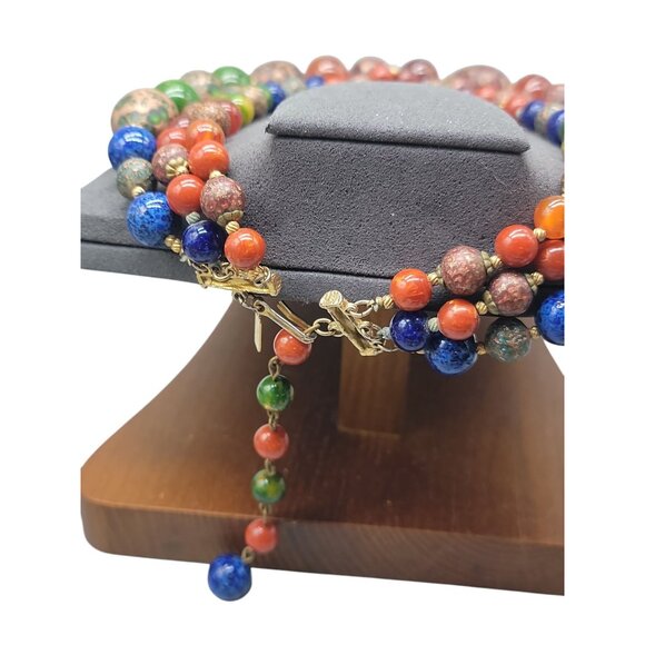 Hattie Carnegie Multistrand Beaded Choker Necklace 17" Multimedia Rare Signed - Picture 8 of 13